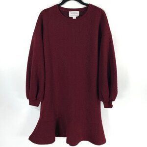 ANTHROPOLOGIE Mare Mare Odila Rose Quilted Mini Dress Burgundy Size XS